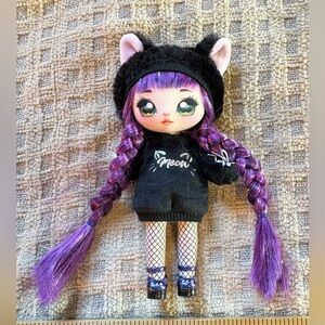 Na na na Surprise Tuesday Purple Cat Doll with Black Outfit